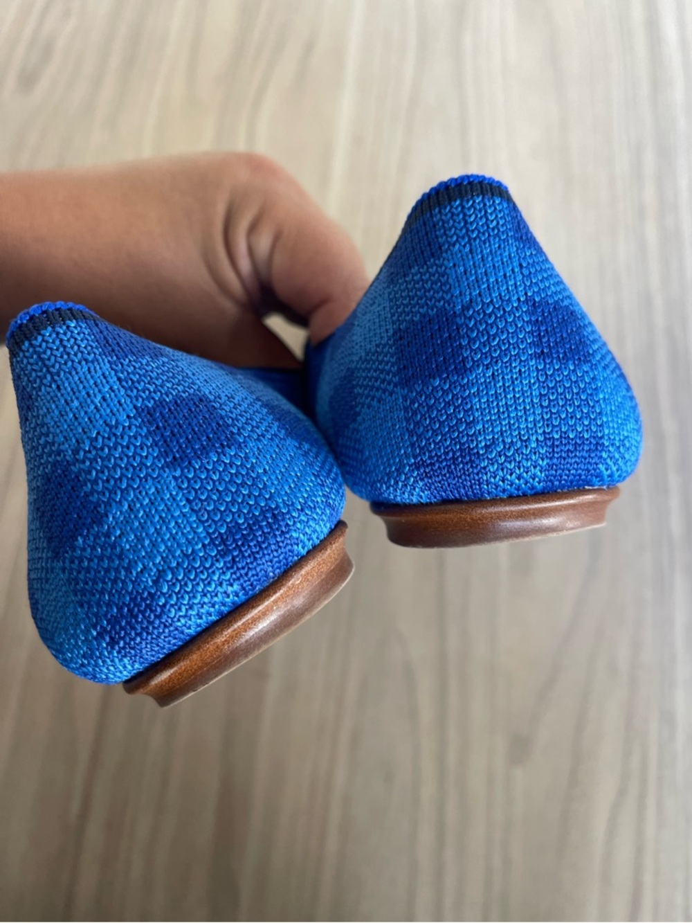 Rothy's Blue Knit Slip-On Flats with Green Insole - Picture 5 of 12